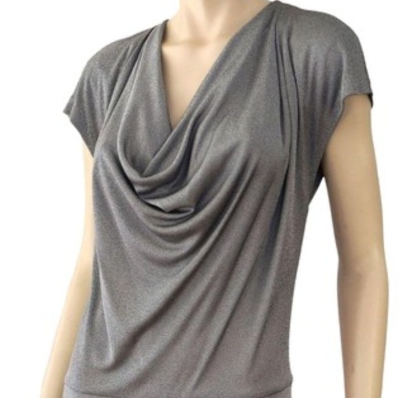 XS Grey Bodycon Cowl Neck Asymmetrical Hem Dress - Picture 7 of 7